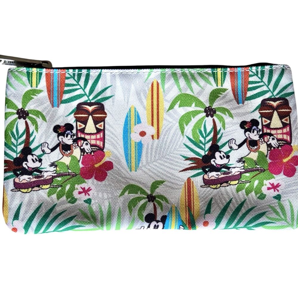 Loungefly Disney Pouch Mickey & Minnie Mouse Hawaiian Surf Zipper New